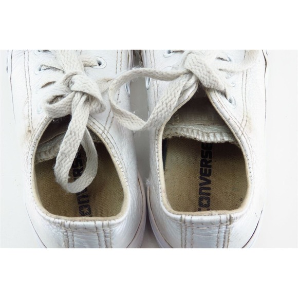 Converse All Star Toddler Sz 12 Off white Low‎ Top Leather Unisex Medium - Picture 5 of 7